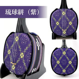 真壁型黒塗り デザイン三線 琉球絣(紫) - 米須三線店
